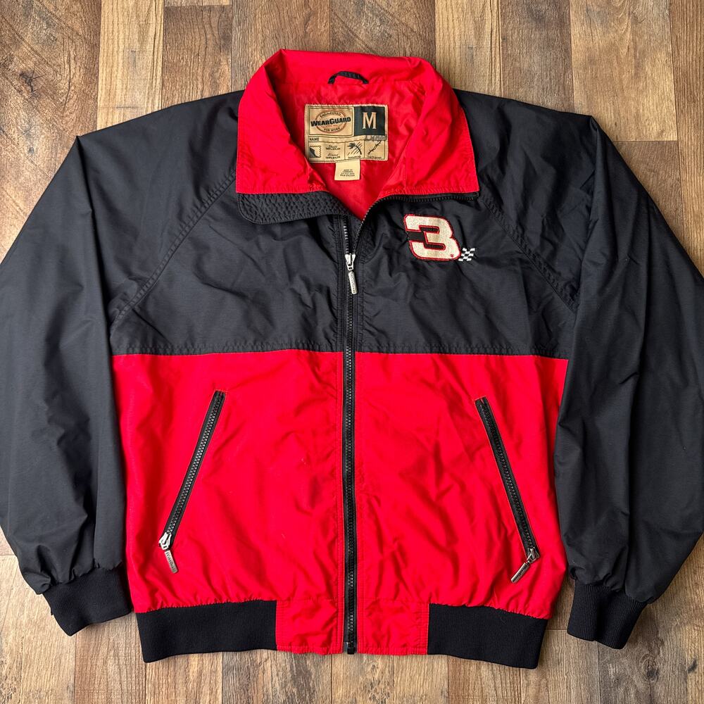 Vintage 90s Nascar Jacket Men's Medium Red Black Wear Guard‎ Waterproof 6157